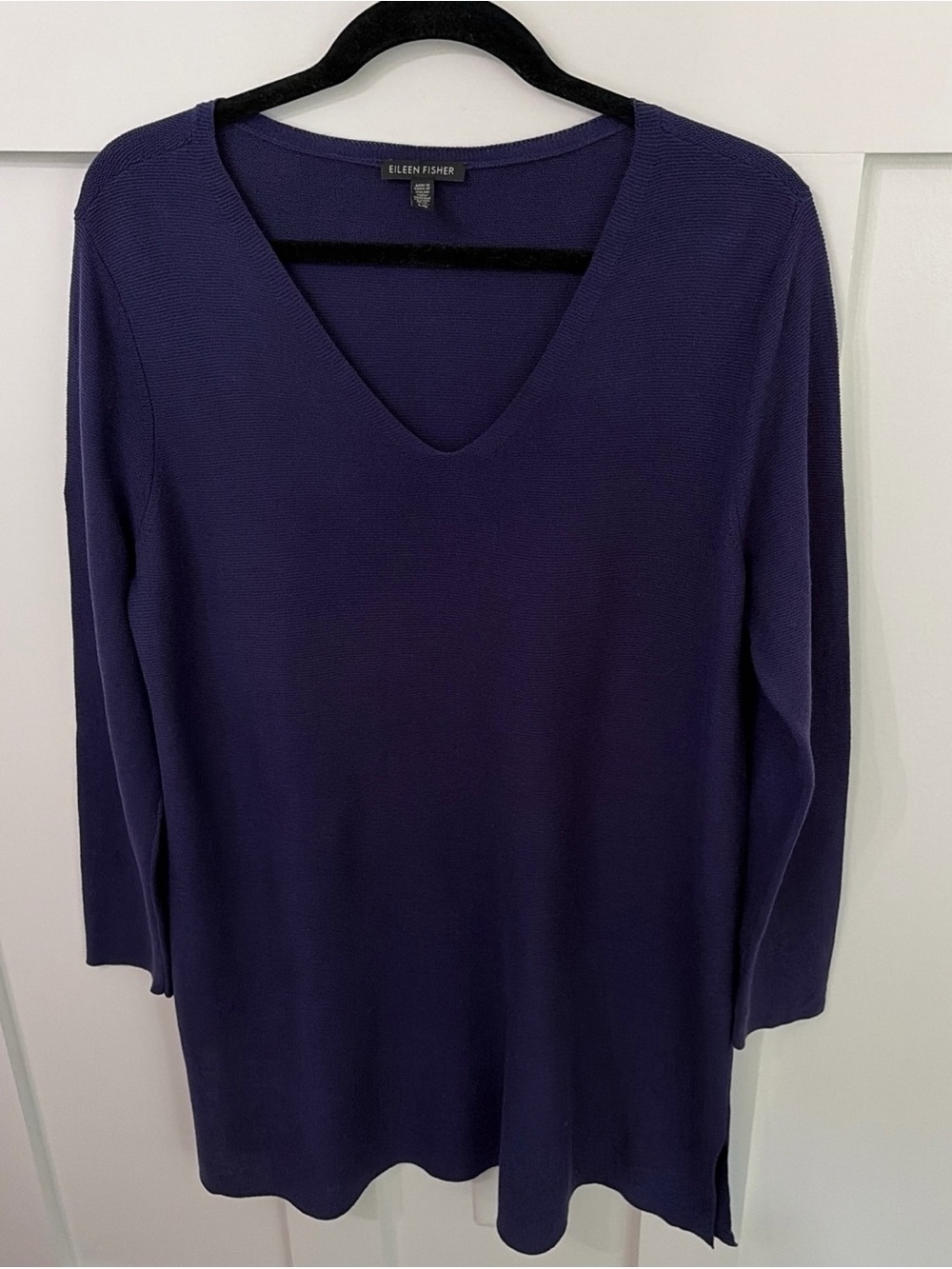 Eileen Fisher Deep Purple V-Neck Long-Sleeve Tunic